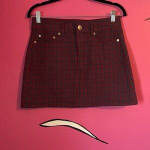 Maroon, Black, and Blue Plaid Mini Skirt